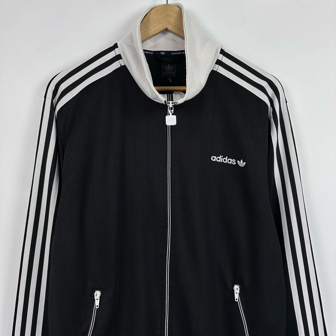 Adidas Originals Vintage Black Pinstripe Track Jacket - Lost Vintage