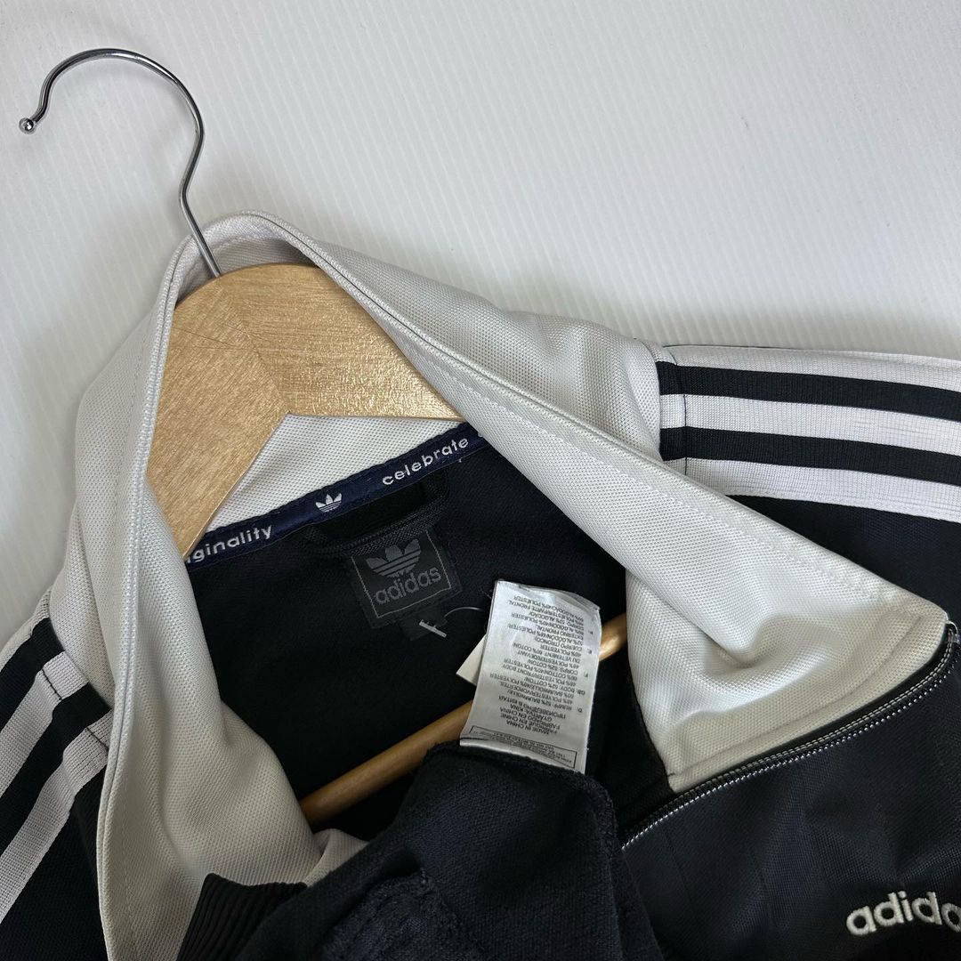 Adidas Originals Vintage Black Pinstripe Track Jacket - Lost Vintage