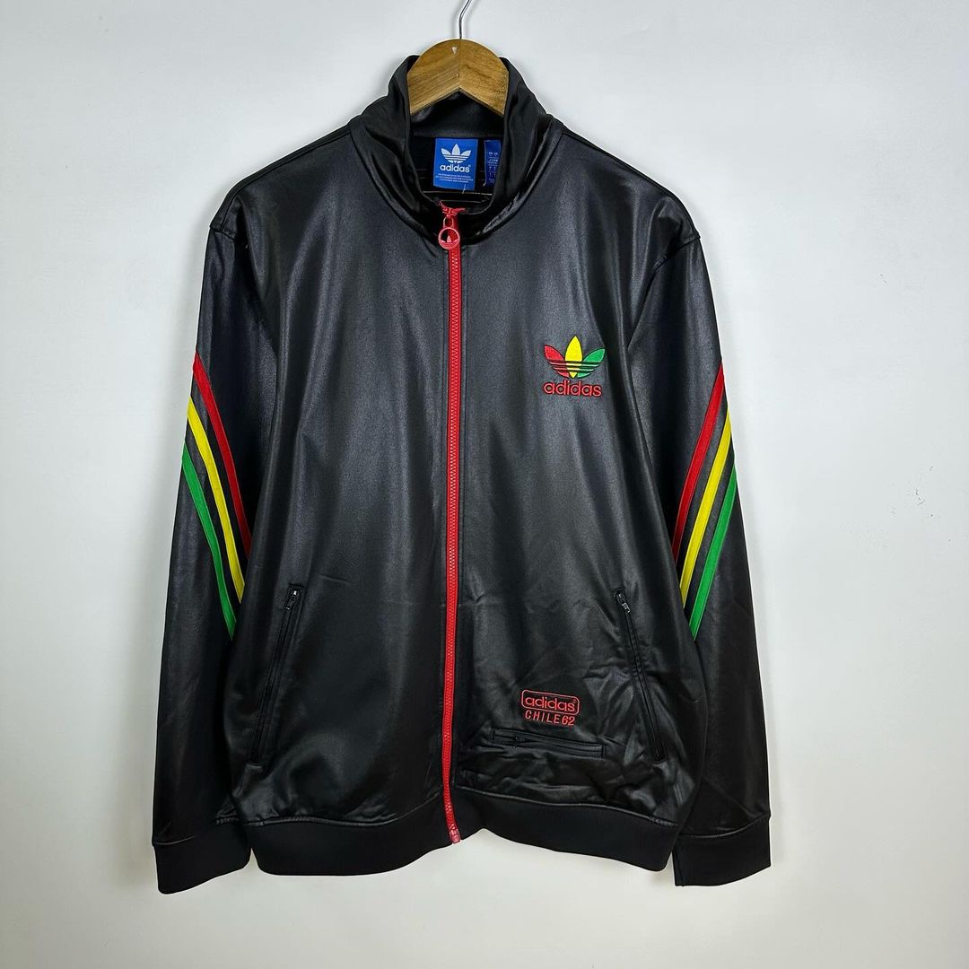 Adidas Chile 62 Firebird Trefoil Black Track Rasta Jacket Lost Vintage